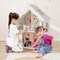 Costway Kids Wooden Dollhouse Semi-Opened DIY Playset with Simulated Rooms & Furniture